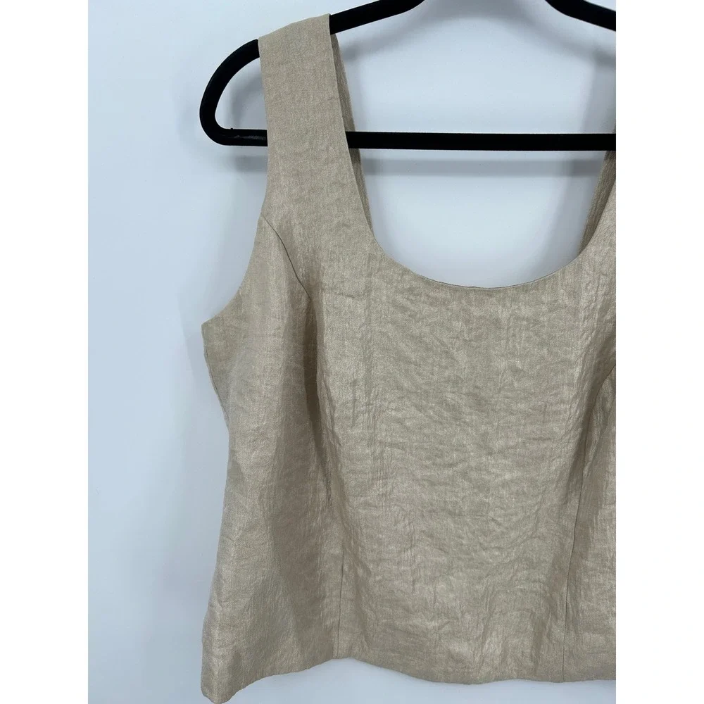 Expo New York Champagne Gold Metallic Sleeveless Shell Top Womens Size 16w - Picture 3 of 14